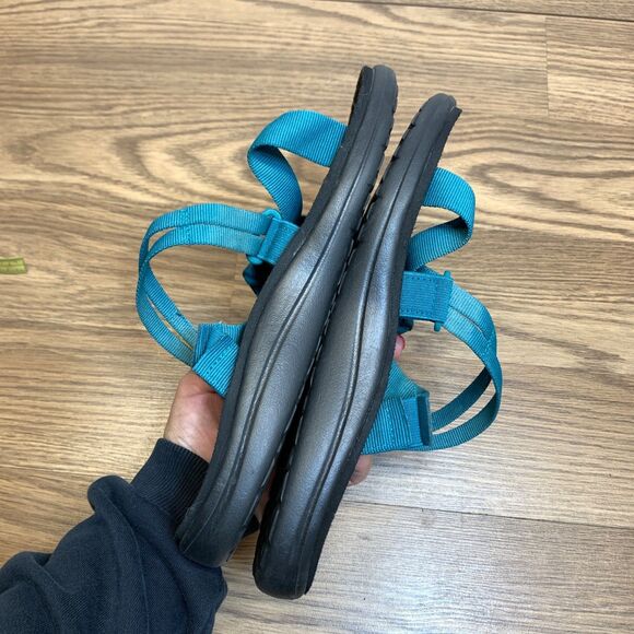 Teva Voya Sandals Women's 8 Blue Teal Slide  Strappy Comfort Flip Flop Beach - Picture 3 of 9